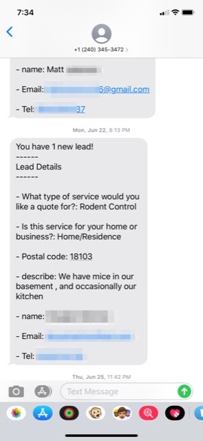 sms lead notification